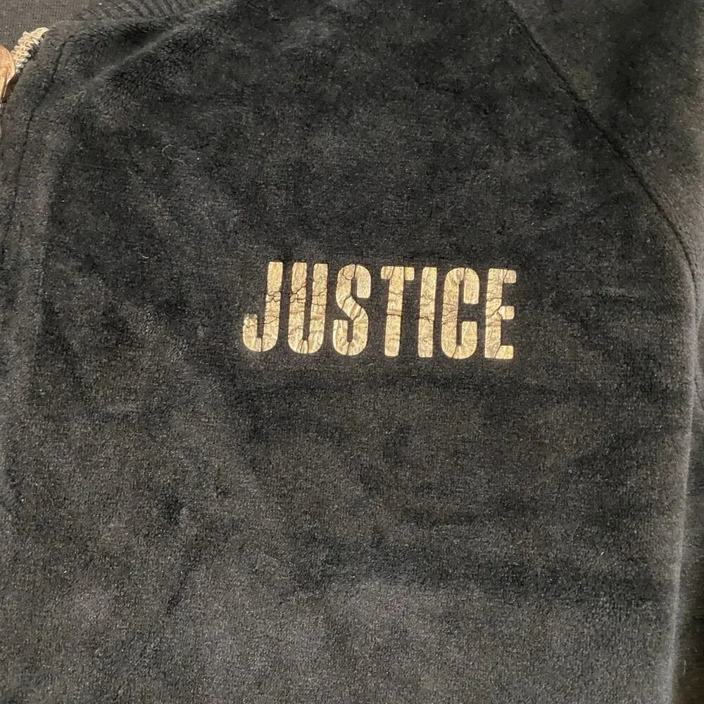 Justice Active Girls Jacket Velour Sequin Zipper Black And Copper size 18-20